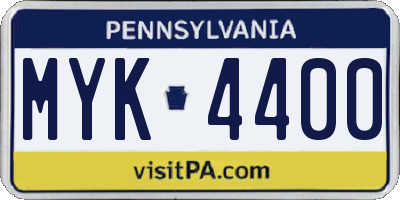 PA license plate MYK4400