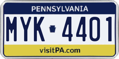 PA license plate MYK4401