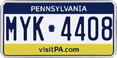 PA license plate MYK4408