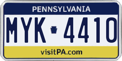 PA license plate MYK4410