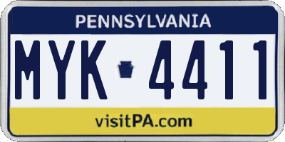 PA license plate MYK4411