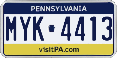 PA license plate MYK4413