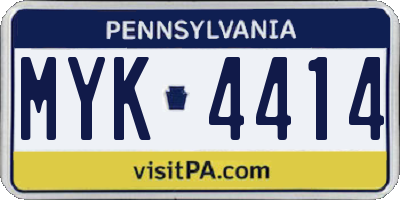 PA license plate MYK4414