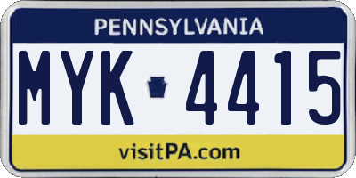 PA license plate MYK4415
