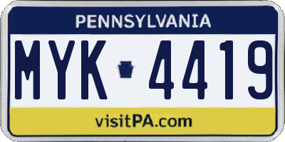 PA license plate MYK4419