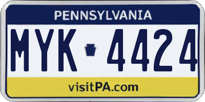 PA license plate MYK4424