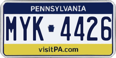 PA license plate MYK4426