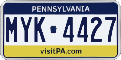 PA license plate MYK4427