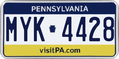 PA license plate MYK4428