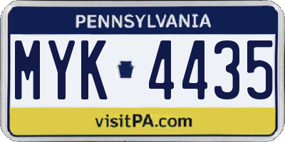 PA license plate MYK4435