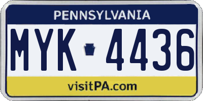 PA license plate MYK4436