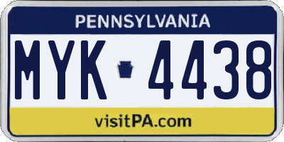 PA license plate MYK4438