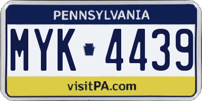 PA license plate MYK4439