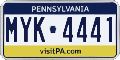 PA license plate MYK4441