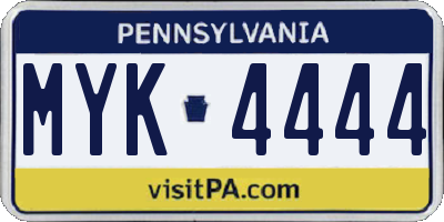 PA license plate MYK4444