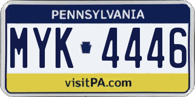 PA license plate MYK4446