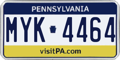 PA license plate MYK4464