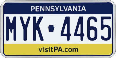PA license plate MYK4465
