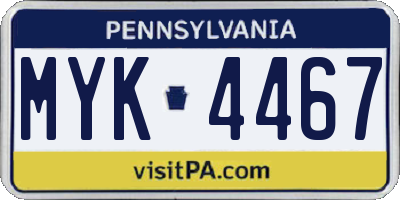 PA license plate MYK4467