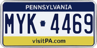 PA license plate MYK4469