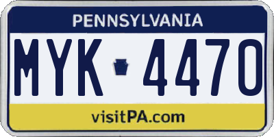 PA license plate MYK4470
