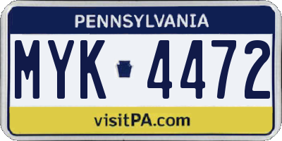 PA license plate MYK4472