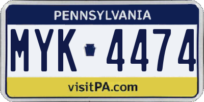 PA license plate MYK4474