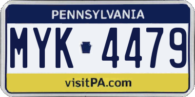 PA license plate MYK4479