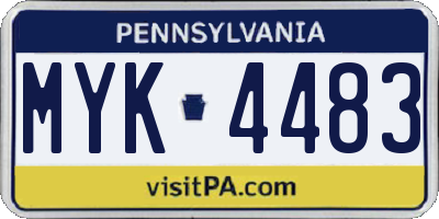 PA license plate MYK4483