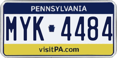 PA license plate MYK4484