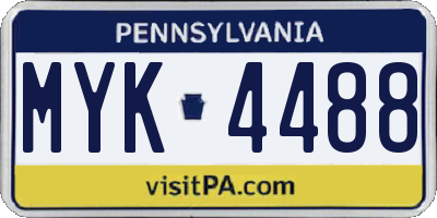 PA license plate MYK4488