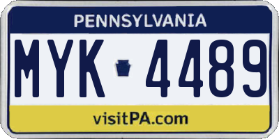 PA license plate MYK4489