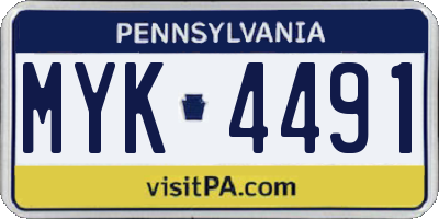PA license plate MYK4491