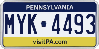 PA license plate MYK4493