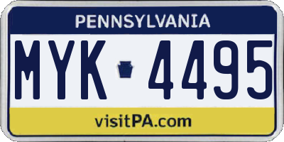 PA license plate MYK4495
