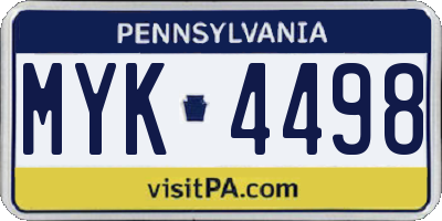 PA license plate MYK4498