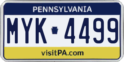 PA license plate MYK4499