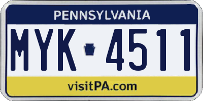 PA license plate MYK4511