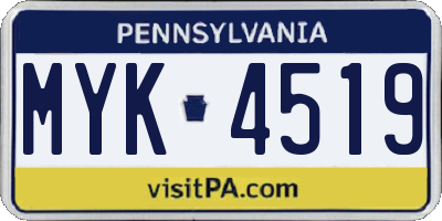 PA license plate MYK4519