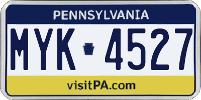 PA license plate MYK4527