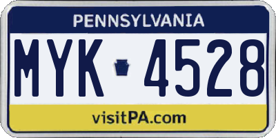 PA license plate MYK4528