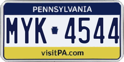 PA license plate MYK4544