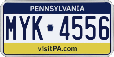 PA license plate MYK4556