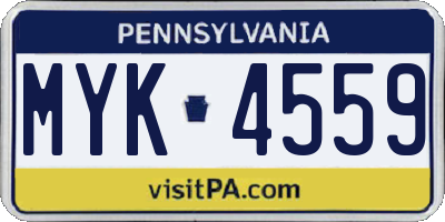 PA license plate MYK4559