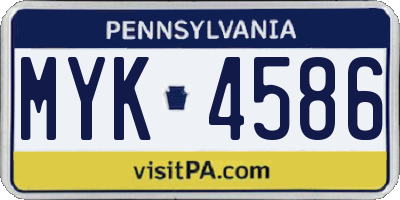 PA license plate MYK4586
