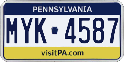 PA license plate MYK4587