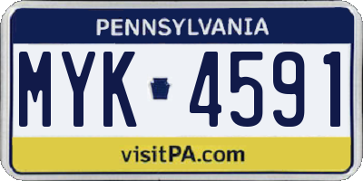 PA license plate MYK4591