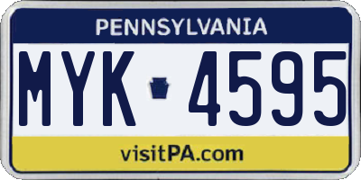 PA license plate MYK4595