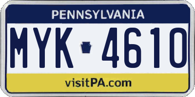 PA license plate MYK4610