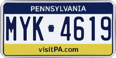 PA license plate MYK4619